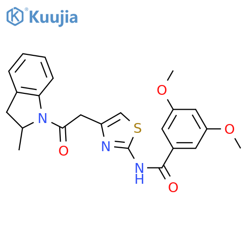 3,5-dimethoxy-N-{4-2-(2-methyl-2,3-dihydro-1H-indol-1-yl)-2-oxoethyl-1,3-thiazol-2-yl}benzamide structure
