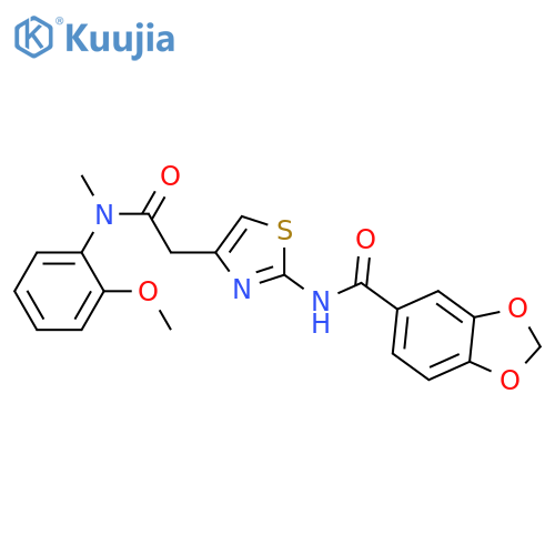 N-4-({(2-methoxyphenyl)methylcarbamoyl}methyl)-1,3-thiazol-2-yl-2H-1,3-benzodioxole-5-carboxamide structure