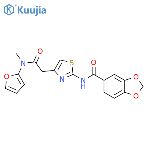 N-4-({(furan-2-yl)methylcarbamoyl}methyl)-1,3-thiazol-2-yl-2H-1,3-benzodioxole-5-carboxamide structure