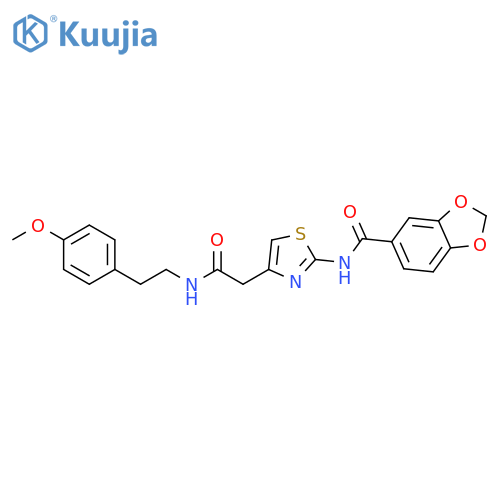 N-4-({2-(4-methoxyphenyl)ethylcarbamoyl}methyl)-1,3-thiazol-2-yl-2H-1,3-benzodioxole-5-carboxamide structure
