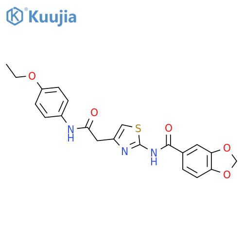 N-(4-{(4-ethoxyphenyl)carbamoylmethyl}-1,3-thiazol-2-yl)-2H-1,3-benzodioxole-5-carboxamide structure