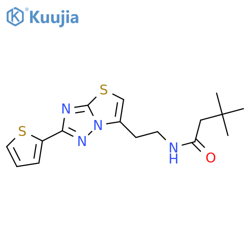 3,3-dimethyl-N-{2-2-(thiophen-2-yl)-1,2,4triazolo3,2-b1,3thiazol-6-ylethyl}butanamide structure