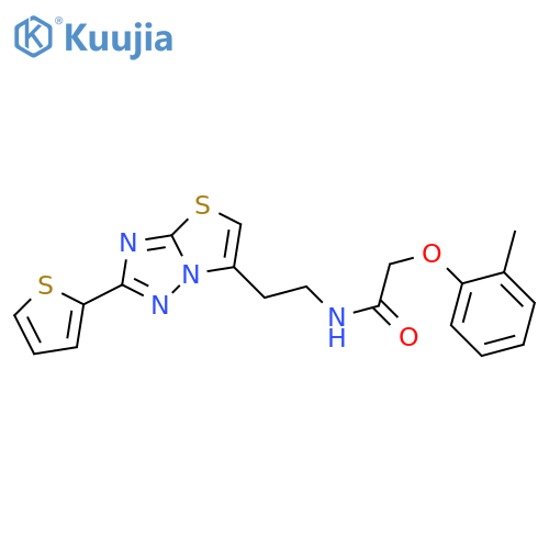 2-(2-methylphenoxy)-N-{2-2-(thiophen-2-yl)-1,2,4triazolo3,2-b1,3thiazol-6-ylethyl}acetamide structure