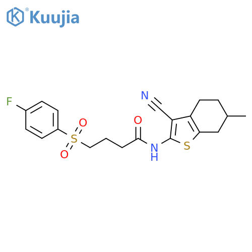 N-(3-cyano-6-methyl-4,5,6,7-tetrahydro-1-benzothiophen-2-yl)-4-(4-fluorobenzenesulfonyl)butanamide structure