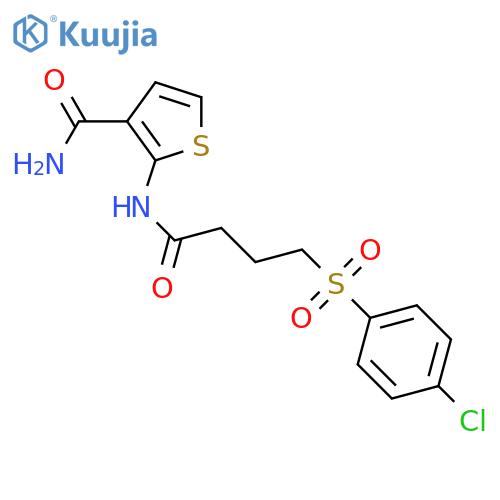 2-4-(4-chlorobenzenesulfonyl)butanamidothiophene-3-carboxamide structure