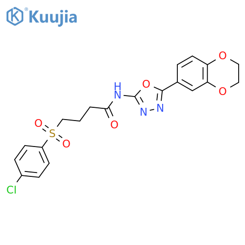 4-(4-chlorobenzenesulfonyl)-N-5-(2,3-dihydro-1,4-benzodioxin-6-yl)-1,3,4-oxadiazol-2-ylbutanamide structure