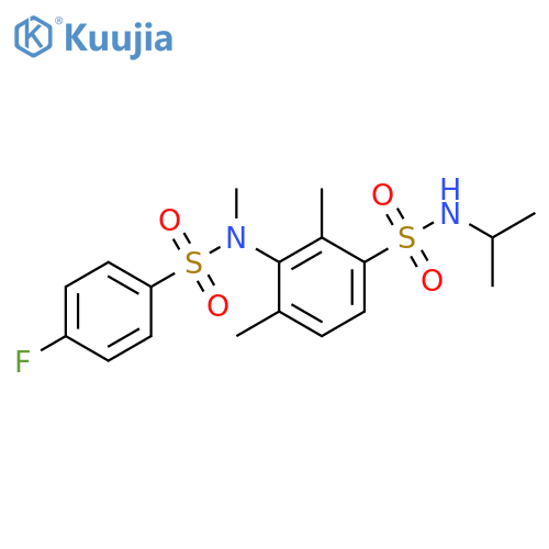 2,4-dimethyl-3-(N-methyl4-fluorobenzenesulfonamido)-N-(propan-2-yl)benzene-1-sulfonamide structure