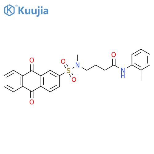 4-(N-methyl9,10-dioxo-9,10-dihydroanthracene-2-sulfonamido)-N-(2-methylphenyl)butanamide structure
