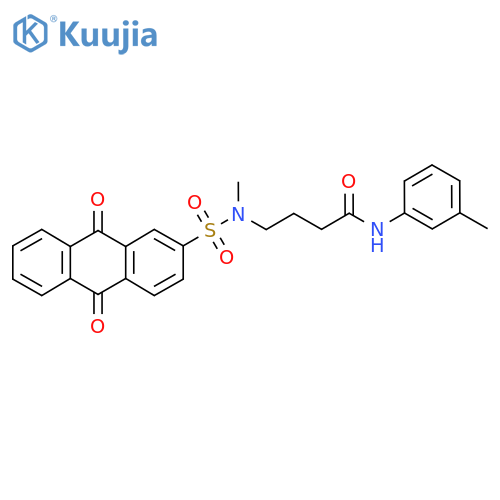 4-(N-methyl9,10-dioxo-9,10-dihydroanthracene-2-sulfonamido)-N-(3-methylphenyl)butanamide structure
