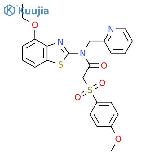 N-(4-ethoxy-1,3-benzothiazol-2-yl)-2-(4-methoxybenzenesulfonyl)-N-(pyridin-2-yl)methylacetamide structure