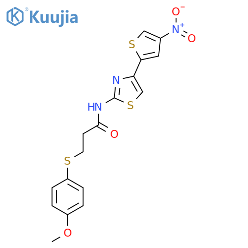 3-(4-methoxyphenyl)sulfanyl-N-4-(4-nitrothiophen-2-yl)-1,3-thiazol-2-ylpropanamide structure