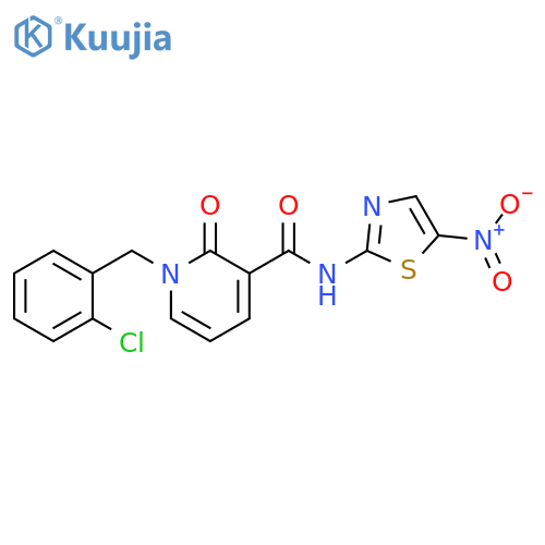 1-(2-chlorophenyl)methyl-N-(5-nitro-1,3-thiazol-2-yl)-2-oxo-1,2-dihydropyridine-3-carboxamide structure