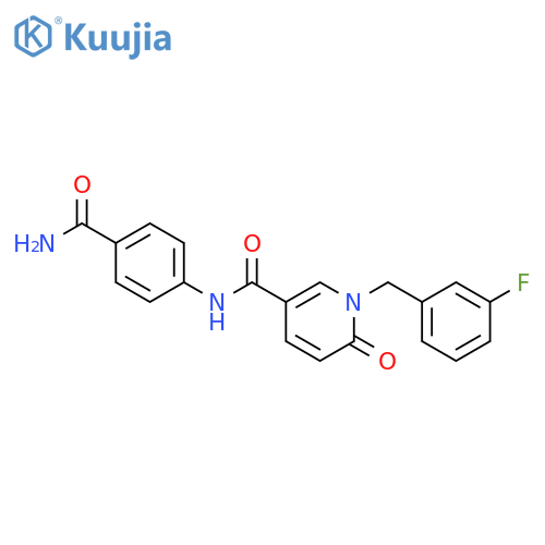 N-(4-carbamoylphenyl)-1-(3-fluorophenyl)methyl-6-oxo-1,6-dihydropyridine-3-carboxamide structure