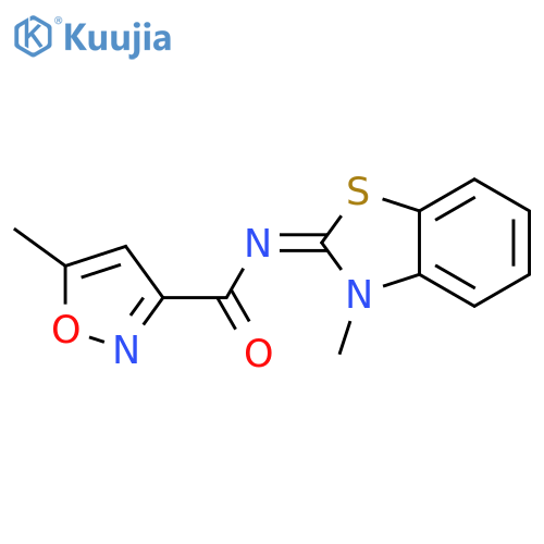 5-methyl-N-(2E)-3-methyl-2,3-dihydro-1,3-benzothiazol-2-ylidene-1,2-oxazole-3-carboxamide structure