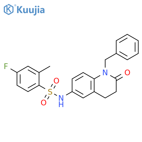 N-(1-benzyl-2-oxo-1,2,3,4-tetrahydroquinolin-6-yl)-4-fluoro-2-methylbenzene-1-sulfonamide structure