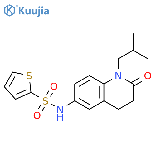 N-1-(2-methylpropyl)-2-oxo-1,2,3,4-tetrahydroquinolin-6-ylthiophene-2-sulfonamide structure