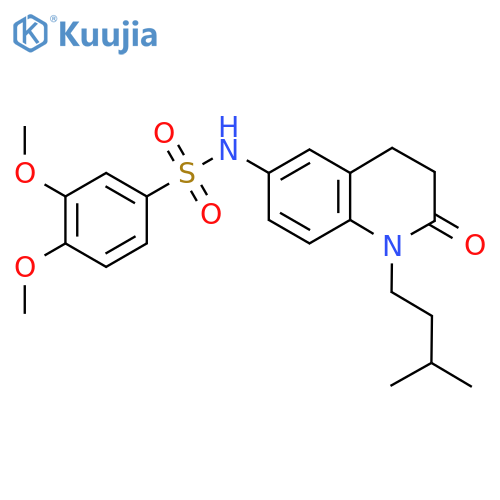 3,4-dimethoxy-N-1-(3-methylbutyl)-2-oxo-1,2,3,4-tetrahydroquinolin-6-ylbenzene-1-sulfonamide structure