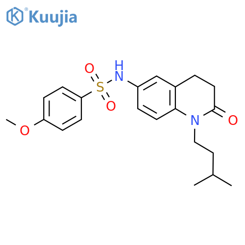 4-methoxy-N-1-(3-methylbutyl)-2-oxo-1,2,3,4-tetrahydroquinolin-6-ylbenzene-1-sulfonamide structure