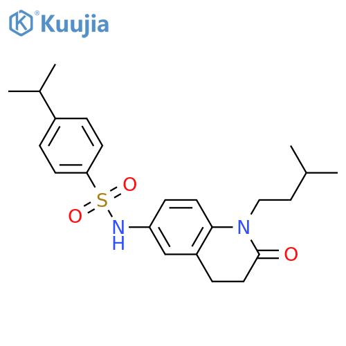 N-1-(3-methylbutyl)-2-oxo-1,2,3,4-tetrahydroquinolin-6-yl-4-(propan-2-yl)benzene-1-sulfonamide structure