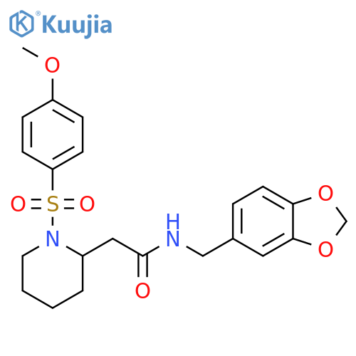 N-(2H-1,3-benzodioxol-5-yl)methyl-2-1-(4-methoxybenzenesulfonyl)piperidin-2-ylacetamide structure