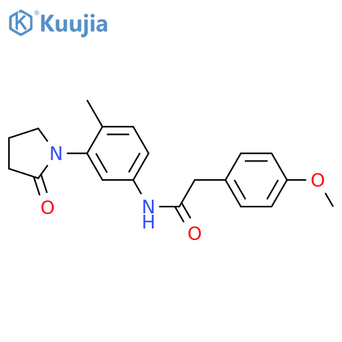 2-(4-methoxyphenyl)-N-4-methyl-3-(2-oxopyrrolidin-1-yl)phenylacetamide structure