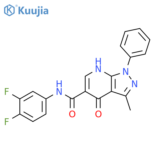 N-(3,4-difluorophenyl)-3-methyl-4-oxo-1-phenyl-1H,4H,7H-pyrazolo3,4-bpyridine-5-carboxamide structure