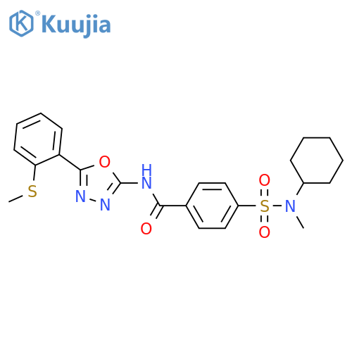 4-cyclohexyl(methyl)sulfamoyl-N-{5-2-(methylsulfanyl)phenyl-1,3,4-oxadiazol-2-yl}benzamide structure