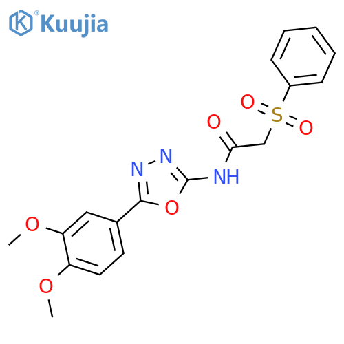 2-(benzenesulfonyl)-N-5-(3,4-dimethoxyphenyl)-1,3,4-oxadiazol-2-ylacetamide structure