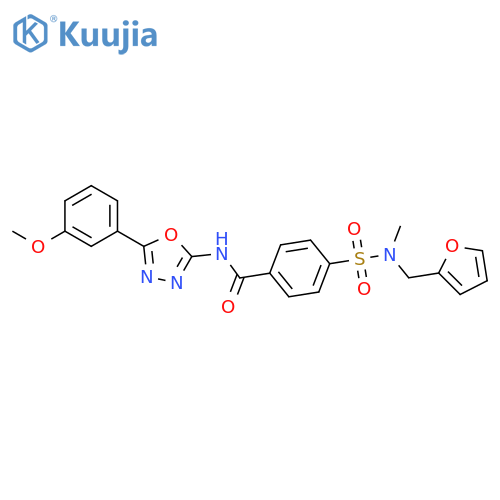 4-{(furan-2-yl)methyl(methyl)sulfamoyl}-N-5-(3-methoxyphenyl)-1,3,4-oxadiazol-2-ylbenzamide structure