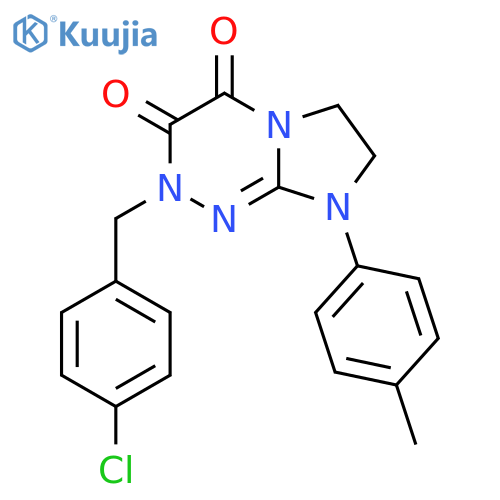 2-(4-chlorophenyl)methyl-8-(4-methylphenyl)-2H,3H,4H,6H,7H,8H-imidazo2,1-c1,2,4triazine-3,4-dione structure