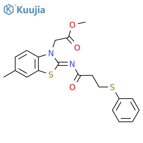 methyl 2-(2Z)-6-methyl-2-{3-(phenylsulfanyl)propanoylimino}-2,3-dihydro-1,3-benzothiazol-3-ylacetate structure
