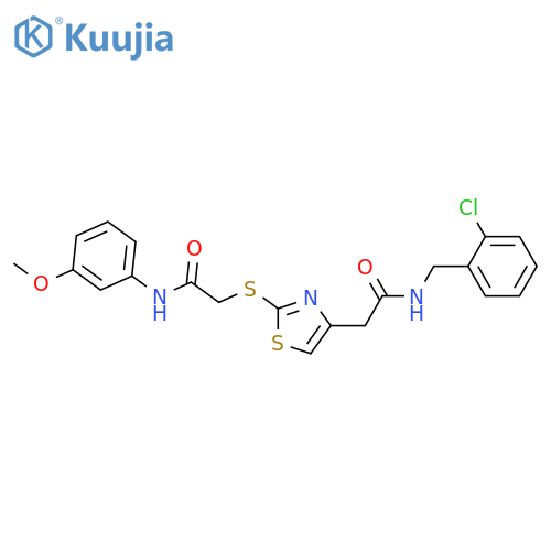 N-(2-chlorophenyl)methyl-2-2-({(3-methoxyphenyl)carbamoylmethyl}sulfanyl)-1,3-thiazol-4-ylacetamide structure