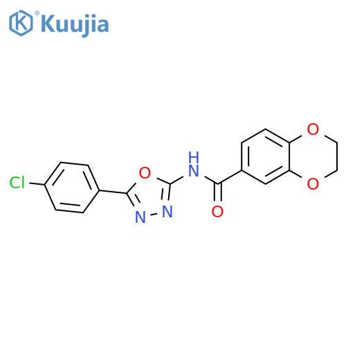 N-5-(4-chlorophenyl)-1,3,4-oxadiazol-2-yl-2,3-dihydro-1,4-benzodioxine-6-carboxamide structure