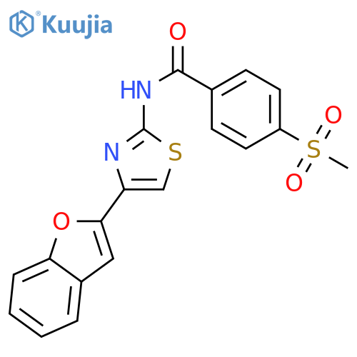 N-4-(1-benzofuran-2-yl)-1,3-thiazol-2-yl-4-methanesulfonylbenzamide structure