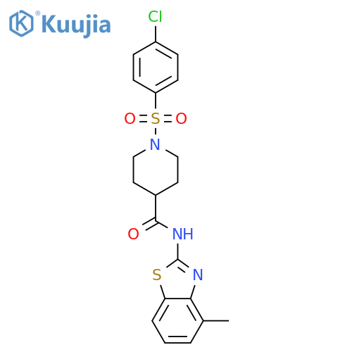 1-(4-chlorobenzenesulfonyl)-N-(4-methyl-1,3-benzothiazol-2-yl)piperidine-4-carboxamide structure