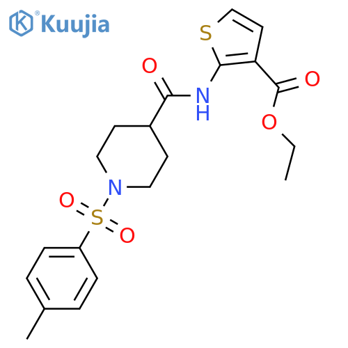 ethyl 2-1-(4-methylbenzenesulfonyl)piperidine-4-amidothiophene-3-carboxylate structure