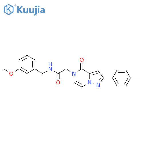 N-(3-methoxyphenyl)methyl-2-2-(4-methylphenyl)-4-oxo-4H,5H-pyrazolo1,5-apyrazin-5-ylacetamide structure