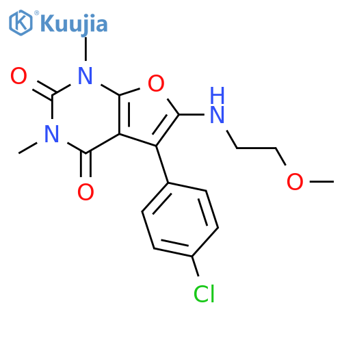 5-(4-chlorophenyl)-6-(2-methoxyethyl)amino-1,3-dimethyl-1H,2H,3H,4H-furo2,3-dpyrimidine-2,4-dione structure