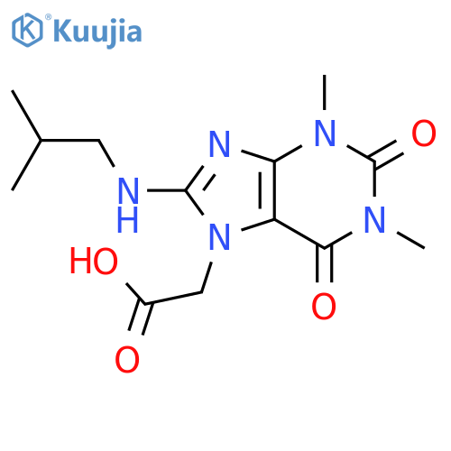 2-{1,3-dimethyl-8-(2-methylpropyl)amino-2,6-dioxo-2,3,6,7-tetrahydro-1H-purin-7-yl}acetic acid structure