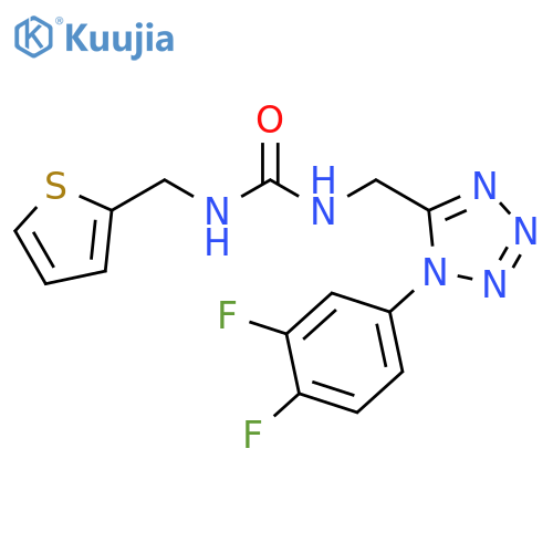 3-{1-(3,4-difluorophenyl)-1H-1,2,3,4-tetrazol-5-ylmethyl}-1-(thiophen-2-yl)methylurea structure