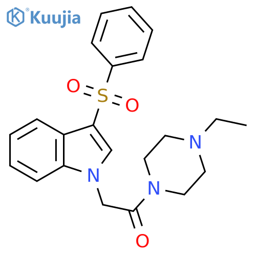 2-3-(benzenesulfonyl)-1H-indol-1-yl-1-(4-ethylpiperazin-1-yl)ethan-1-one structure