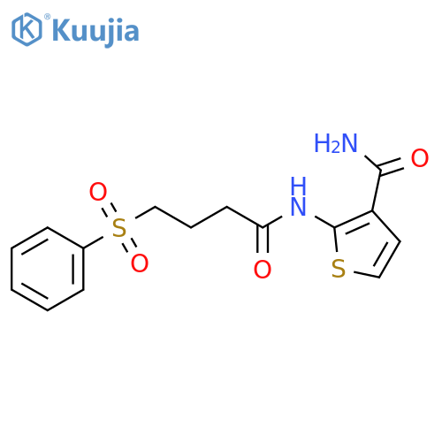 2-4-(benzenesulfonyl)butanamidothiophene-3-carboxamide structure