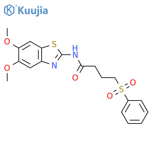 4-(benzenesulfonyl)-N-(5,6-dimethoxy-1,3-benzothiazol-2-yl)butanamide structure