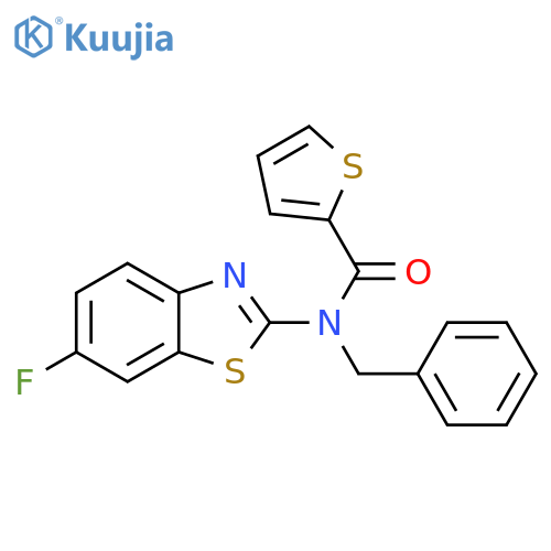 N-benzyl-N-(6-fluoro-1,3-benzothiazol-2-yl)thiophene-2-carboxamide structure