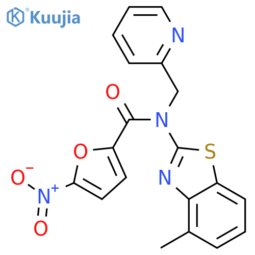 N-(4-methyl-1,3-benzothiazol-2-yl)-5-nitro-N-(pyridin-2-yl)methylfuran-2-carboxamide structure