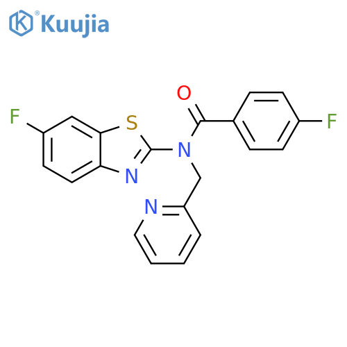 4-fluoro-N-(6-fluoro-1,3-benzothiazol-2-yl)-N-(pyridin-2-yl)methylbenzamide structure