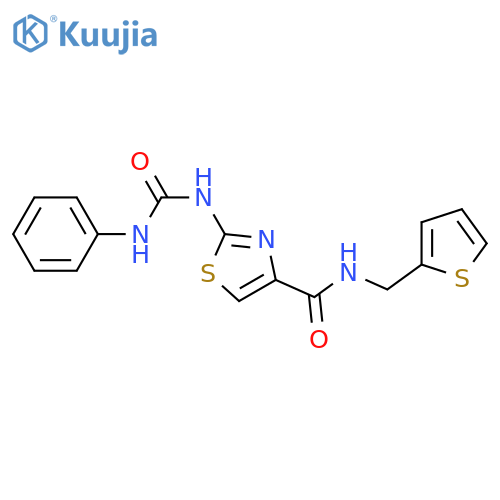 2-(phenylcarbamoyl)amino-N-(thiophen-2-yl)methyl-1,3-thiazole-4-carboxamide structure