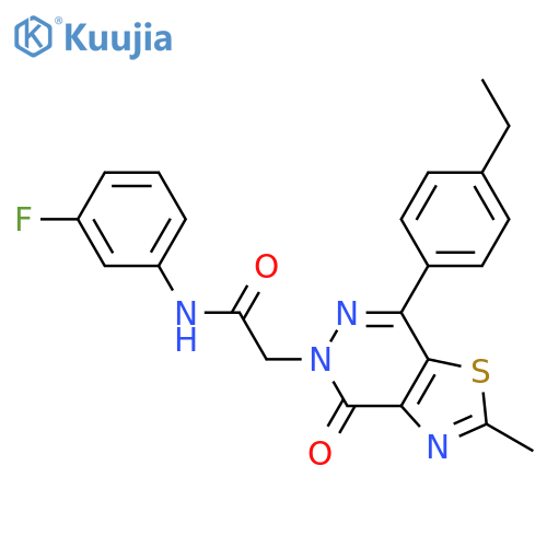 2-7-(4-ethylphenyl)-2-methyl-4-oxo-4H,5H-1,3thiazolo4,5-dpyridazin-5-yl-N-(3-fluorophenyl)acetamide structure