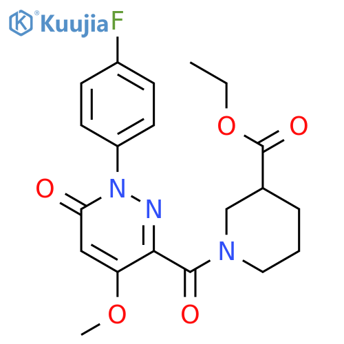 ethyl 1-1-(4-fluorophenyl)-4-methoxy-6-oxo-1,6-dihydropyridazine-3-carbonylpiperidine-3-carboxylate structure