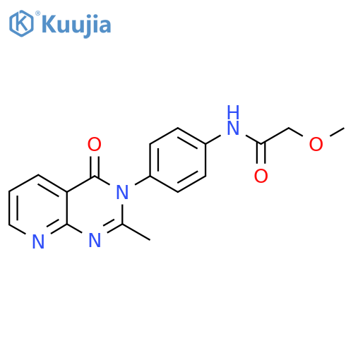 2-methoxy-N-(4-{2-methyl-4-oxo-3H,4H-pyrido2,3-dpyrimidin-3-yl}phenyl)acetamide structure